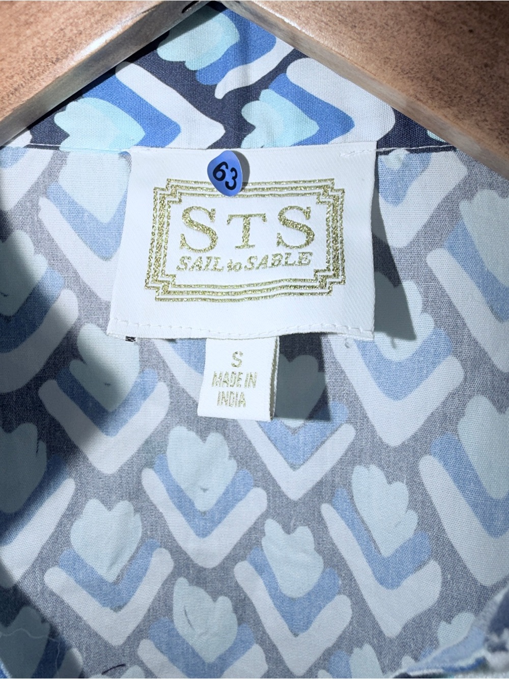 Sail to Sable Blue Geometric Print Long Caftan Dress. S - Picture 9 of 9